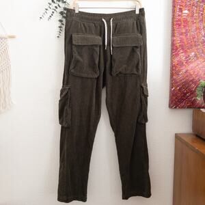 MNML Men's Green Cargo Corduroy Pants Size Large